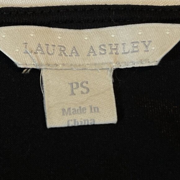 Laura Ashley Womens Blouse Black 3/4 Sleeve Embellished Women Small Petite - Picture 7 of 8